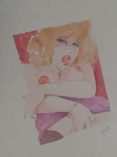 Leone Frollo | Leone Frollo - original artwork " Aquerello erotico " firmata - Page volante - Exemplaire unique | Catawiki