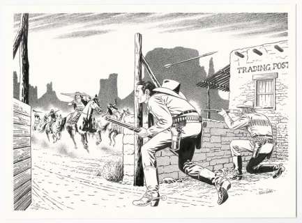 Fabio Civitelli | Tex - Fabio Civitelli - illustrazione originale "Assalto al Trading Post" - Page volante - Exemplaire unique - (2010) | Catawiki