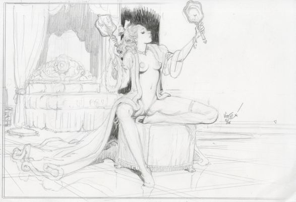 Vince | NYMPHES – Dessin original préparatoire pour le dessin Vanités | Galerie Barbier
