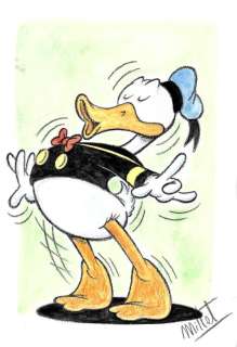 Millet | Donald Duck starting to sing - Signed Original Drawing by Millet | Catawiki
