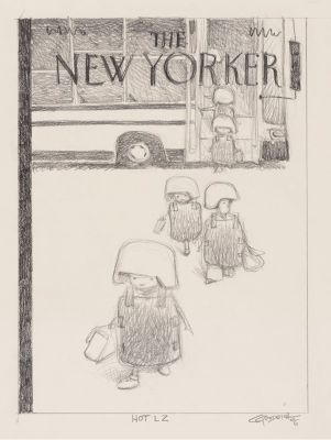 Carter Goodrich | Hot Landing Zone - Proposed Preliminary Sketch for The New Yorker Cover, 2006 | Philippe Labaune Gallery