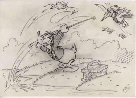 Xavi (Xavier Vives Mateu) | Donald Duck - Donald fishing - Signed Original Drawing by Xavi - (2020) | Catawiki