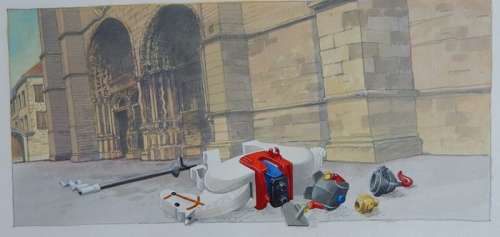 Veen, Fiel Van Der | Original drawing in watercolour  - De vader van Jonathan | Catawiki