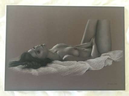 Celine | Pin-up art - Original drawing - Female nude - Page volante - (2015) | Catawiki