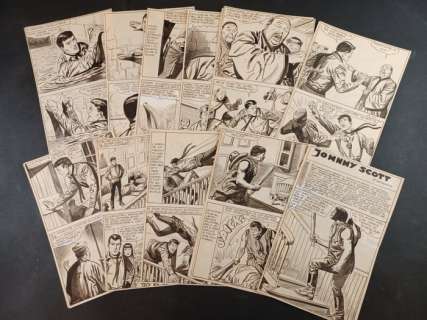 Sergio Tarquinio | Sergio Tarquinio - Johnny Scott "Pericolo Giallo" - Storia completa - Page volante - Exemplaire unique - (1950) | Catawiki