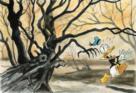 Tony Fernandez, Disney Artist | Donald Duck Inspired By Van Gogh "Study Of A Tree" (1882) - Original Painting - Signed by Tony Fernandez - Original Acrylic Art - 50 x 38 cm | Catawiki