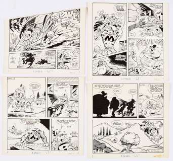 Birdman and Chicken: 4 original artworks (1977) by Trevor Metcalfe from Krazy Comic (1977) | Comic Book Auctions ltd