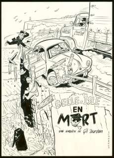 Olivier Schwartz - Illustration originale pour une fausse couverture d‘une histoire de Gil Jourdan avec Yann au scénario intitulée Omelette et sables mouvants