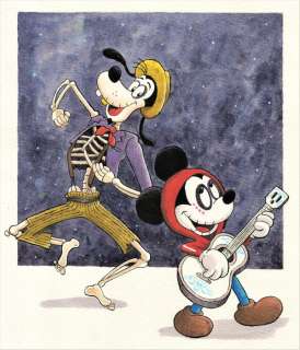 Jordi Juan Pujol | Mickey & Goofy as Coco : Día de los Muertos Has Begun!! - Original Painting - Jordi Juan Pujol - Signed - Original Watercolor Art - Halloween | Catawiki