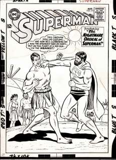 Curt Swan George Klein - superman #171 cover (2 supermans battling! ) large art - 1964