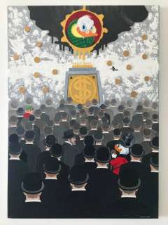 Roberto Ronchi | Uncle Scrooge - "Golden Years" - Combine painting on canvas - 50 x 70cm - (2022) | Catawiki