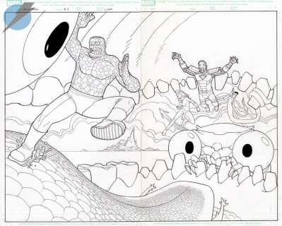 Seth Fisher - fantastic four/iron man: big in japan issue 4 page cover