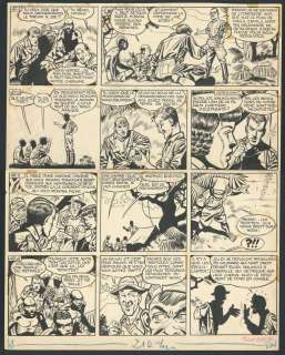 Victor Hubinon - Planche originale, numérotée 47, publiée dans Pilote n°263 du 5 novembre 1965 - La Piste de l‘Ivoire - Tiger Joe