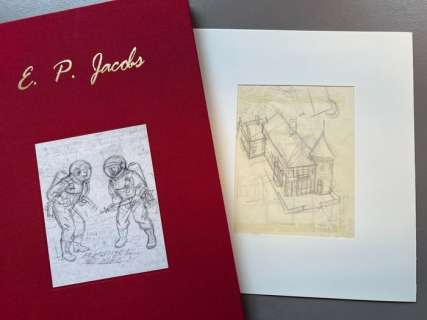 E.P. Jacobs | E.P. Jacobs - Originele, gepubliceerde tekening - Ontwerp huis van Jacobs + luxe album - (1955/1990) | Catawiki