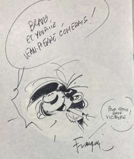 Franquin | Gaston - Dédicace Franquin dans: Gaston N° 14 « La saga des gaffes » - EO - (1982) | Catawiki