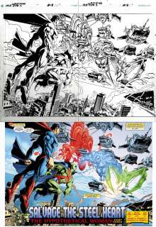 Jose Luis Garcia Lopez Klaus Janson - jla: classified #18 p 2-3 dps (superman & martian manhunter battle aliens! ) 2006