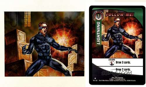 Tom Fleming - x-men cyclops published painting,ÂÂ card #54, titled: ‘follow me! ‘