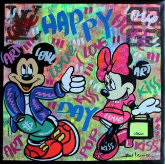 Gabriel Brisan | Love you - Minnie and Mickey - Signed 50 x 50 cm artwork Brisan Gabriel (2023) | Catawiki
