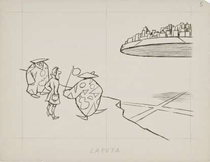 Chaval, Ivan Le Louarn Dit (1915-1968) | Laputa (Illustration pour le livre "Les voyages de Gulliver") | Fauve Paris