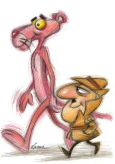 Joan Vizcarra | The Pink Panther and Inspector Clouseau - Original Drawing by Joan Vizcarra - Pencil Art - Original Artwork | Catawiki