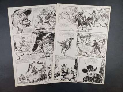 Carlos Roume | Hayawatha: Lo Sciacallo Bianco - Carlos Roume - 2x Tavole Originali Consecutive - Page volante - Exemplaire unique - (1974) | Catawiki