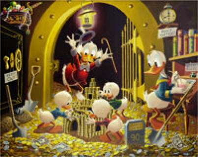 Carl Barks Time Wasters Oil Painting Original Art (1975). The "money bin" scenes stand as the - | Heritage