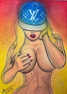 Alvin Silvrants | Sexy Busty Alice in LV Wonderland - Original drawing in colour by Alvin Silvrants | Catawiki