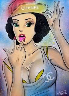 Alvin Silvrants | Girl Loving Chanel Hip Hop Snow White - Original drawing in colour by Alvin Silvrants | Catawiki