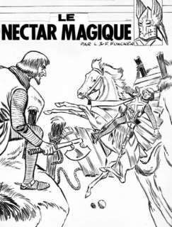 Funcken | LE NECTAR MAGIQUE Dessin original Ã  l’encre de chine pour la couverture | Kahn et Associés