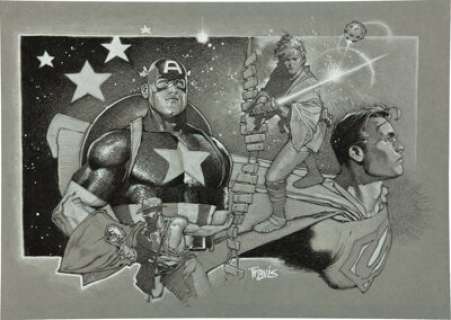 Travis Charest Captain America, Indiana Jones, Luke Skywalker, and Superman Illustration Original Art (undated). -