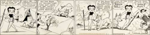 Bud Counihan Betty Boop Daily Comic Strip Original Art dated 11-1-34 (King Features Syndicate, 1934). A wolf -