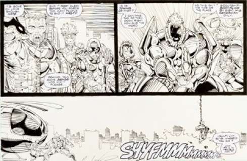 Rob Liefeld X-Force #4 Page 26 Original Art (Marvel, 1991). X-Force and Spidey take down Juggernaut and Black Tom in -