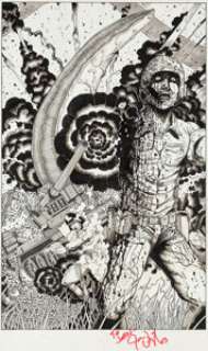 Joe Vigil Dog #3 Alternate Cover Original Art (Rebel Studios, 1992). This gory cover was possibly an alternate to -