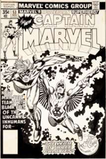 Gil Kane, Frank Giacoia, and Mike Esposito Captain Marvel #53 Black Bolt Cover Original Art (Marvel, 1977). Back - | Heritage