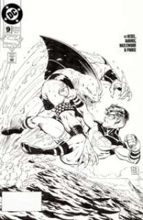 Tom Grummett and Karl Kesel Superboy #9 Cover Original Art (DC, 1994). Erupting from ocean depths, the brutal -