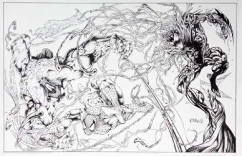 Bart Sears (signing as Wittman) Spider-Man and the Symbiotes Illustration Original Art (c. 1990s). Spidey faces -