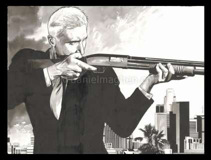 Bernard Vrancken - Illustration originale "Man and Gun" - Les Dossiers Max - I.R.$.