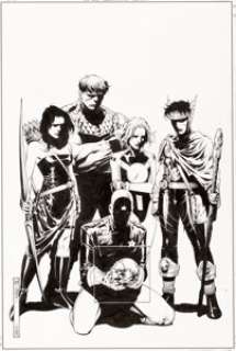 Jim Cheung and John Dell Young Avengers #6 Cover Original Art (Marvel, 2005). Kate Bishop, Hulkling, Stature, -