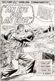 Dick Ayers and Frank Giacoia (as Frank Ray) Sgt. Fury  and His Howling Commandos #19 Splash Page 1 Original Art  (Ma...