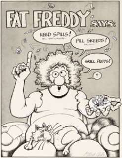 Gilbert Shelton The Fabulous Furry Freak  Brothers #3 Back Cover Original Art (Rip Off Press,  1973)....