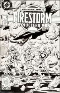 Mark Bright and Sam de la Rosa Firestorm the Nuclear Man #68 Cover Original Art (DC Comics, 1988)....