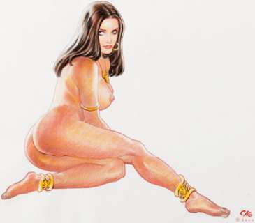 Frank Cho - Dejah Thoris Nude Illustration Original Art (2000). A libidinous illustration of a supple - | Heritage