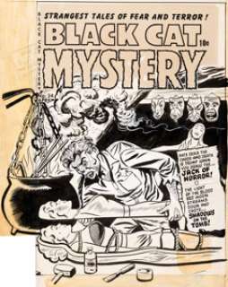  - Al Avison Black Cat Mystery #34 Cover Original Art (Harvey, 1952)....