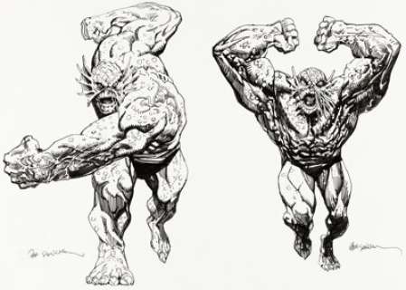 Bill Sienkiewicz - Marvel Style Guide Illustration - Abomination Original Art (c. 2000s). Two poses of one -