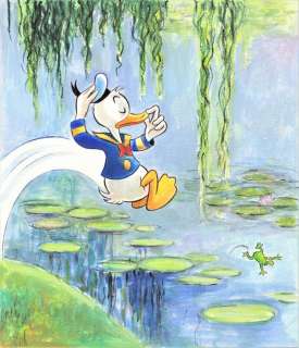 Tony Fernandez, Disney Artist | Donald Duck Inspired By Claude Monet’s "Water Lilies" (Nymphéas, 1910) - Original Painting - Tony Fernandez Signed - Acrylic Art - Hand Made Paper - 65 x 50 cm | Catawiki