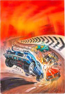 Greg Winters Burning Road Playstation Video Game Box Cover Painting Color Composition Original Art - | Heritage