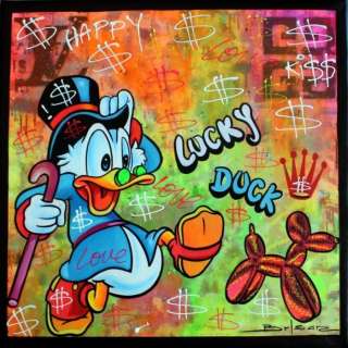 Gabriel Brisan | Uncle Scrooge - Oil and Acrylic paint on printed Canvas - 50 x 50 cm - Lucky Duck | Catawiki