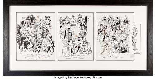 History of the DC Universe - Hardcover Collection Gatefold Poster Jam Illustration Original Art, Featuring the Art of Jack Kirby, Joe Kubert, and Others (DC/Graphitti Designs, 1988).