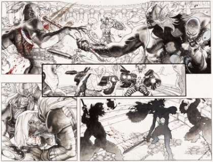 Simone Bianchi - Thor for Asgard #2 Double Page Spread 15-16 Original Art (Marvel, 2010).