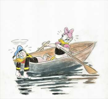 Tony Fernandez | Donald Duck & Daisy Inspired By Winslow Homer’s Rowboat (1880) - Original Painting - Tony Fernandez Signed - Original Artwork - 44 x 43 cm | Catawiki